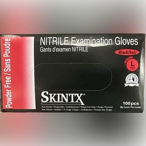 SKINTX BLACK NITRILE EXAM PF GLOVES - LARGE box 100pcs